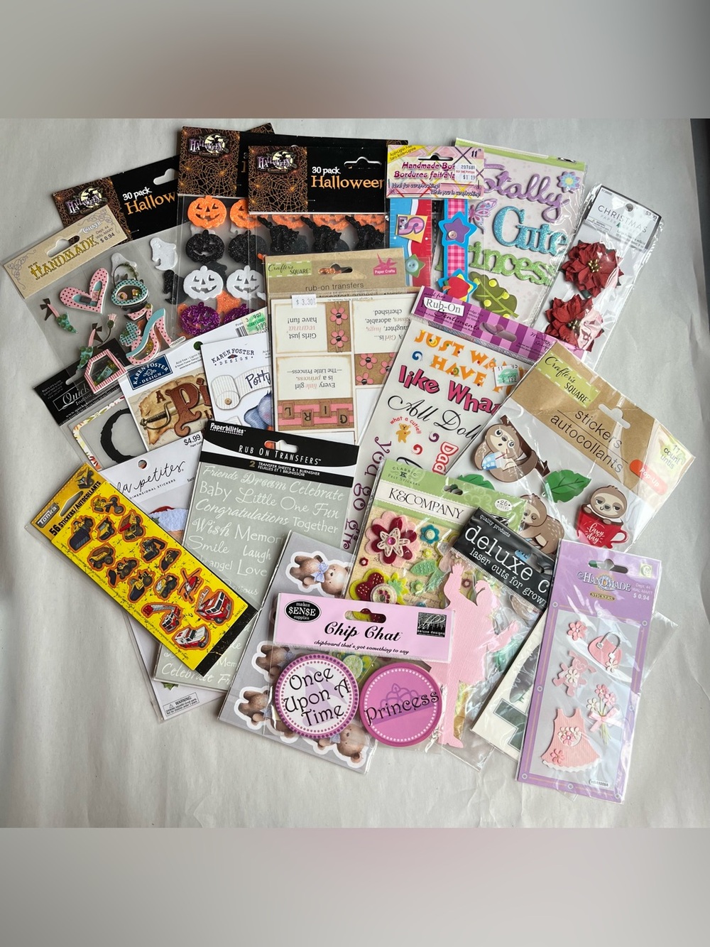 Craft Lot Stickers Embellishments Scrapbooking Mixed Bundle Lot of 23